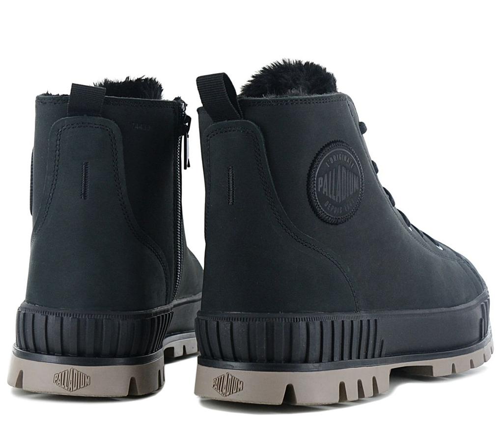 Palladium Shock Leather ZIP Warm - Men's Winter Boots Lined Boots Leather Black 74439-008-M ORIGINAL