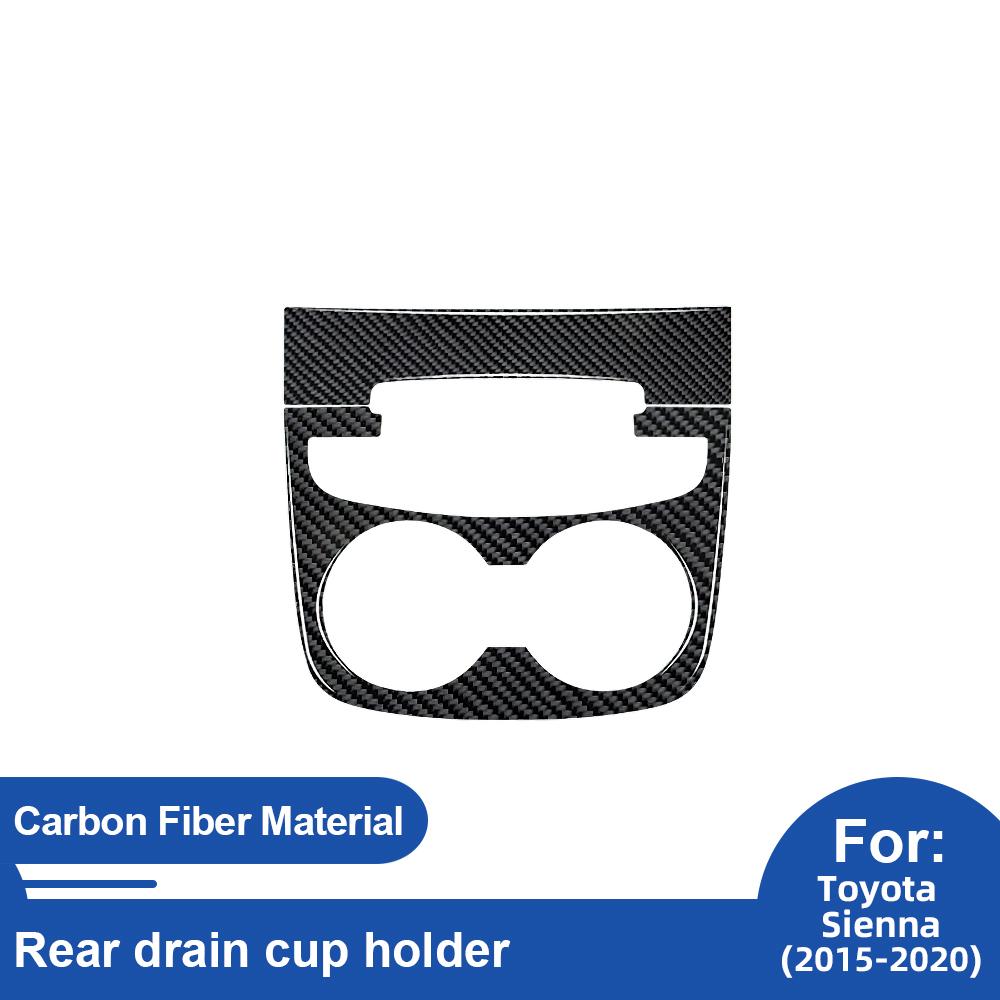 For Toyota Sienna 2015-2016-2017-2018-2020 Carbon Fiber Car Rear drain cup holder Sticker Trim Film Accessories