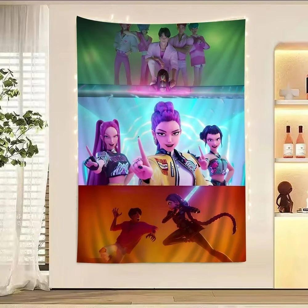2025 Pop Anime K-Pop D-Demon H-Hunters Tapestry Birthday Gift Home Decoration Wallpaper Banner Tapestry Aesthetic Decoration