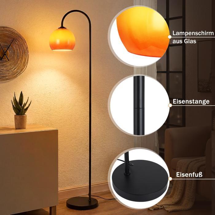 NETTLIFE Lampada da terra - con interruttore a pedale ad arco portalampada E27 (lampadina non inclusa) altezza 140-160 cm braccio orientabile