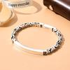 S925 Silver Light Surface Safety Pattern Couple Bracelet, A Pair of Sterling Silver Men's and Women's Niche Design, Light Lettering Luxury Jewelry