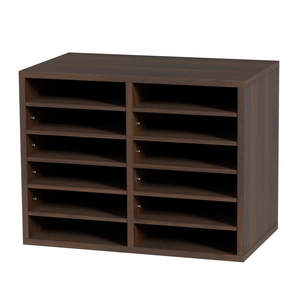 Literature Organizers, 12 Compartments Office Mailbox with Adjustable Shelves, Wood Literature Sorter 20.4x12x16.1 inches for Office, Home, Classroom,