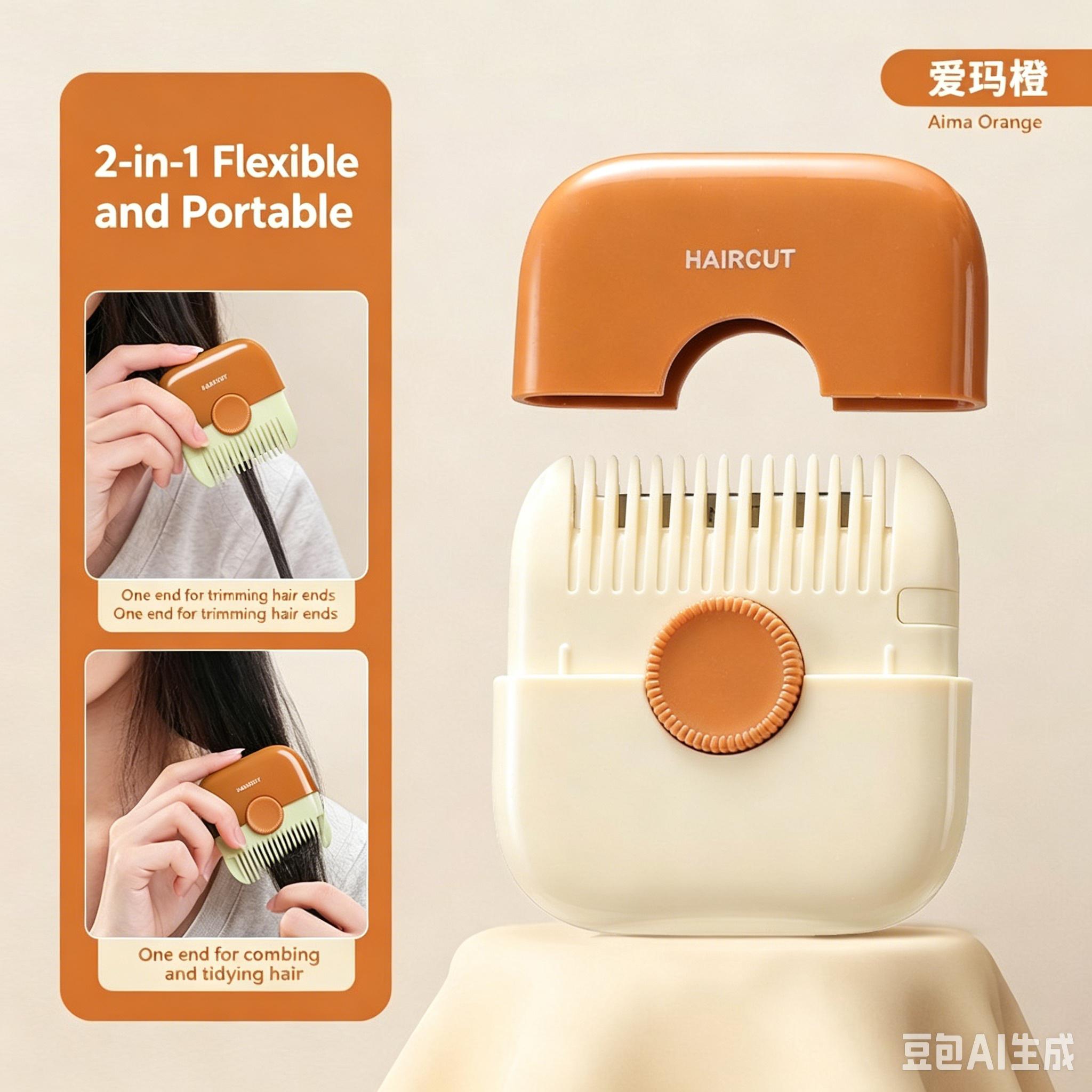 

Mini Hair Clipper & Comb Set 2-in-1 | Safe Portable Hair Trimmer for Kids & Adults | Travel-Friendly Bangs & Split Ends Cutter помаранчевий