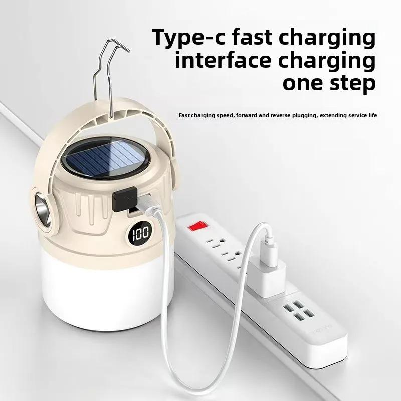 Solar Light Bulb Camping Light LED Solar USB Rechargeable Flashlight Tent Hanging Bulb For Outdoor Camping Supplies