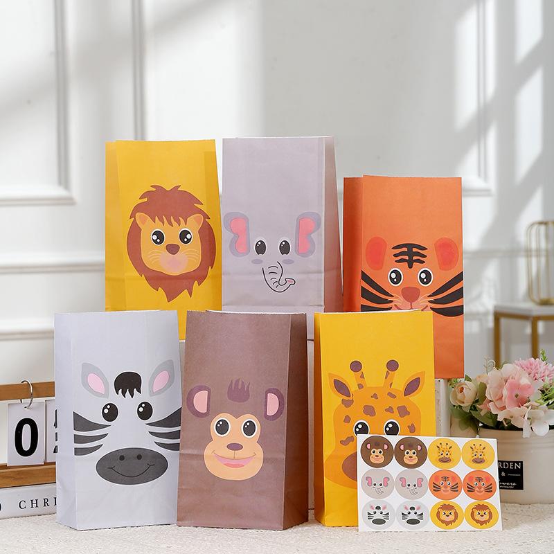 StoBag animal theme gift wrapping bags for sweets party favor bags for kids birthday bread packaging reusable treat bag