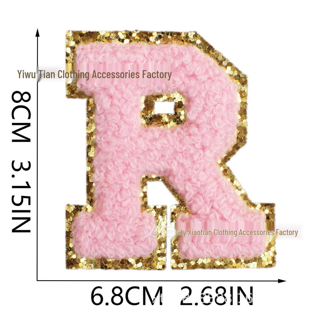 Roaring Sky Chenille Gestickter Englischer Buchstabe Aufbügler, 8cm