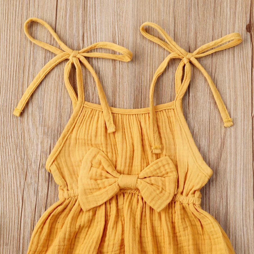 Baby Girls Bodysuit Solid Romper Jumpsuit Outfit Summer Bowknot Newborn Kids Infant Clothes