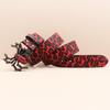 Y2K Leopard Print Rhinestone Spider Buckle Punk Leather Belt for Women