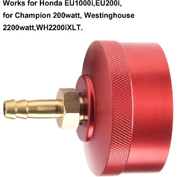 Fuel Gas Cap With Brass Hose Connector, Aluminum 1/4" NPT Port With Nitrile Gasket, For Honda EU1000i EU2000i EU2200i EU20i EU10i For Champion 2000W