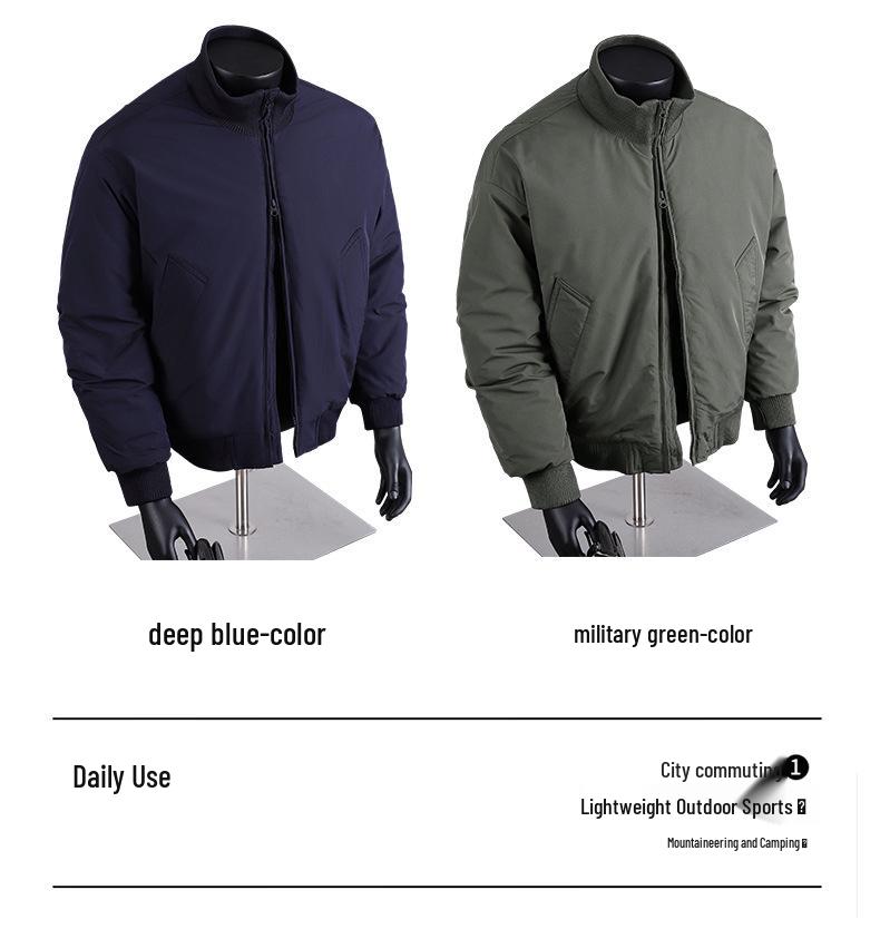 Veste d'aviateur d'hiver pour homme à col montant - Vêtement d'extérieur décontracté ample épaissi en coton