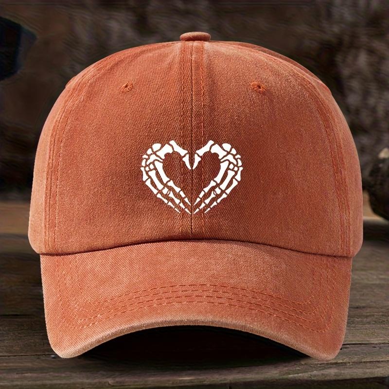 Heart-shaped Skull Hand-printed Baseball Hat Unisex Outdoor Fashion Versatile Peaked Cap Trend