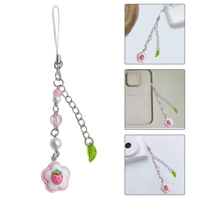 Laccio da Polso Trendy con Perline a Forma di Cuore di Fiori Ciondolo per Telefono Portachiavi Ornamento da Appendere in Auto Multiuso e Decorazione per Borsa