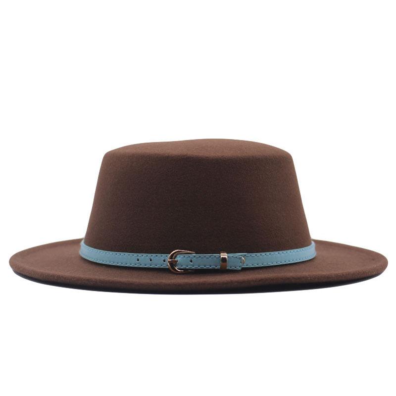 British Hat Retro Woolen Hat Wide Brim Flat Top Top Top Hat Simple Autumn and Winter Hat Trendy Sun Hat Felt Hat