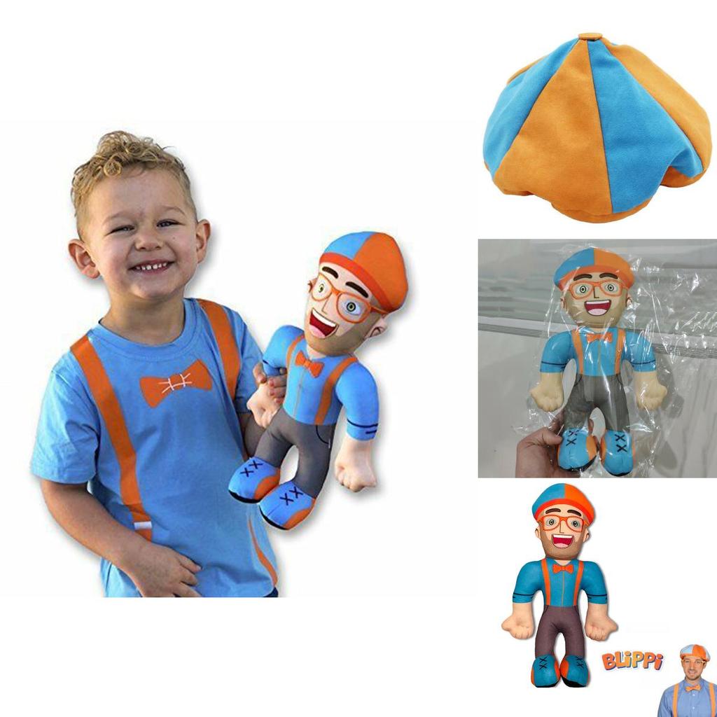 Adorable 13" Blippi Cosplay Hat Plush Figure Toy Soft Stuffed Doll For Kids