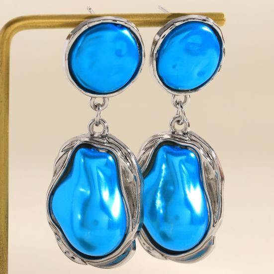 Yousheng 1 Pair Drop Earrings for Women, Irregular Baroque Imitation Pearl Design Stud Earrings, Double-Layered Pendant French Style Earrings for