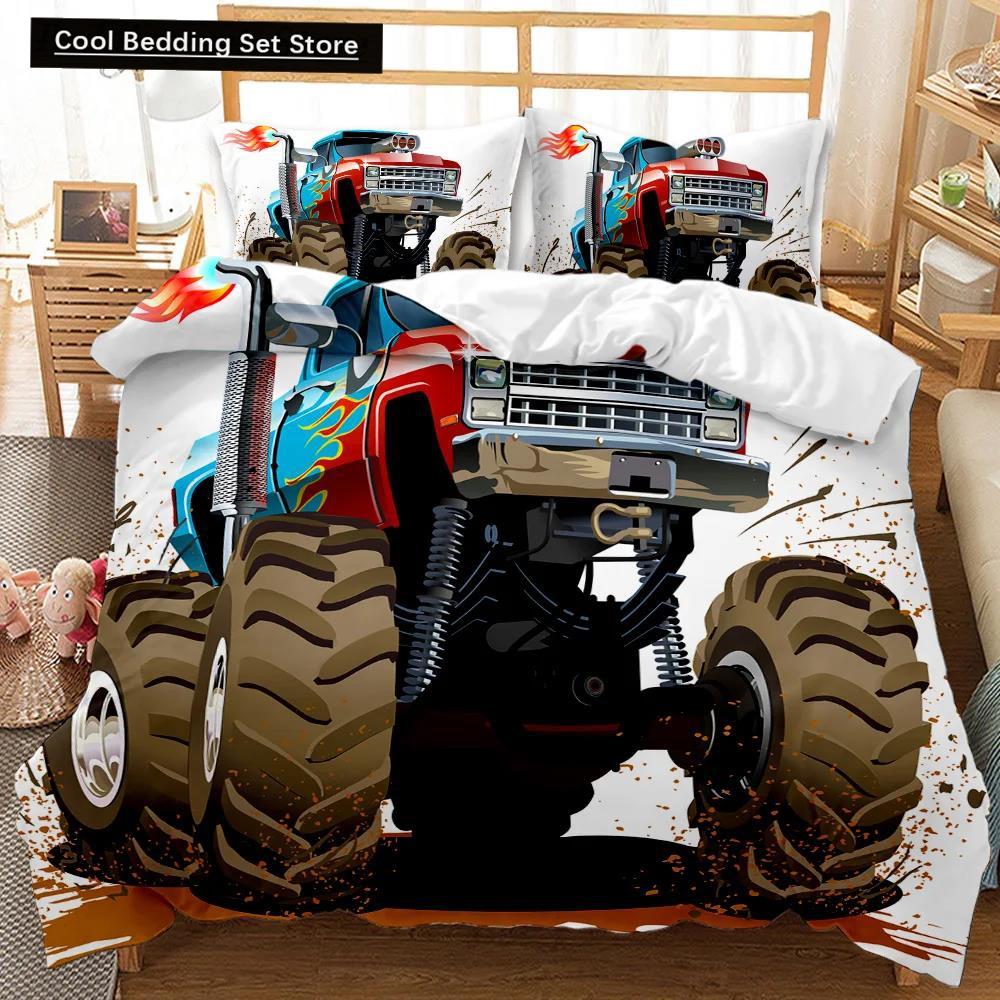 Engineering Vehicle Duvet Cover Set Engineering Vehicle Pickup Truck Off Road Vehicle Polyester Bedding Set Double Queen King
