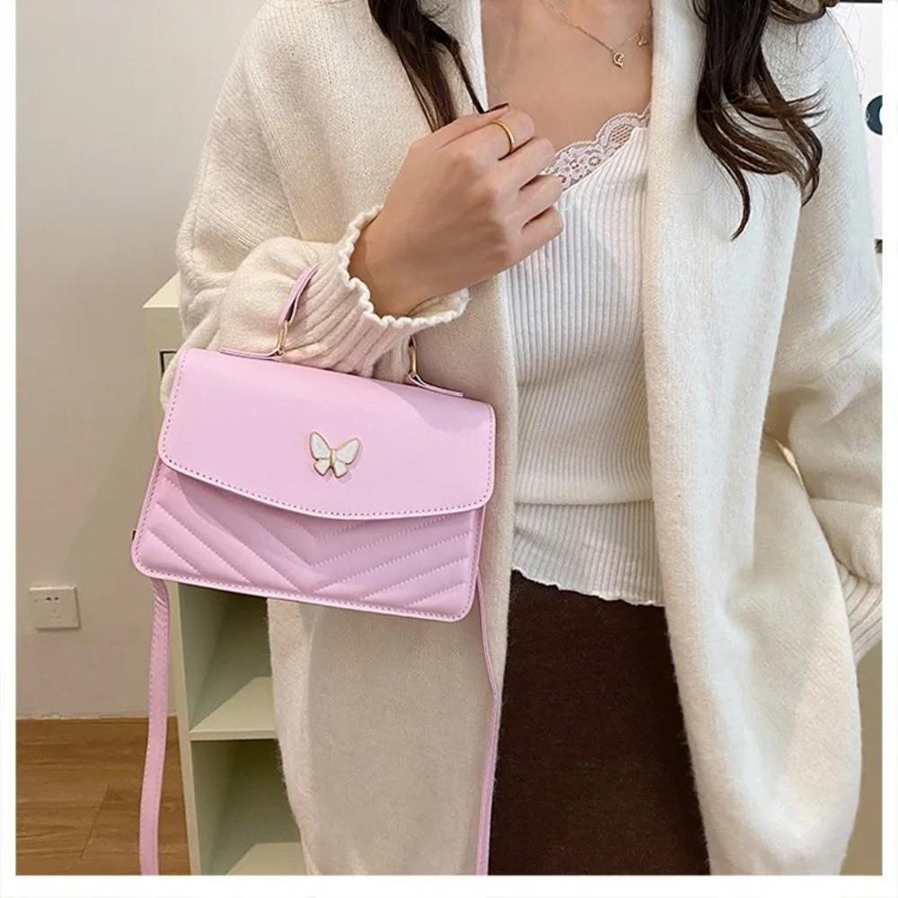 Fashion Pure Color Women's Handbag PU Large Capacity Crossbody Bag Square Bag