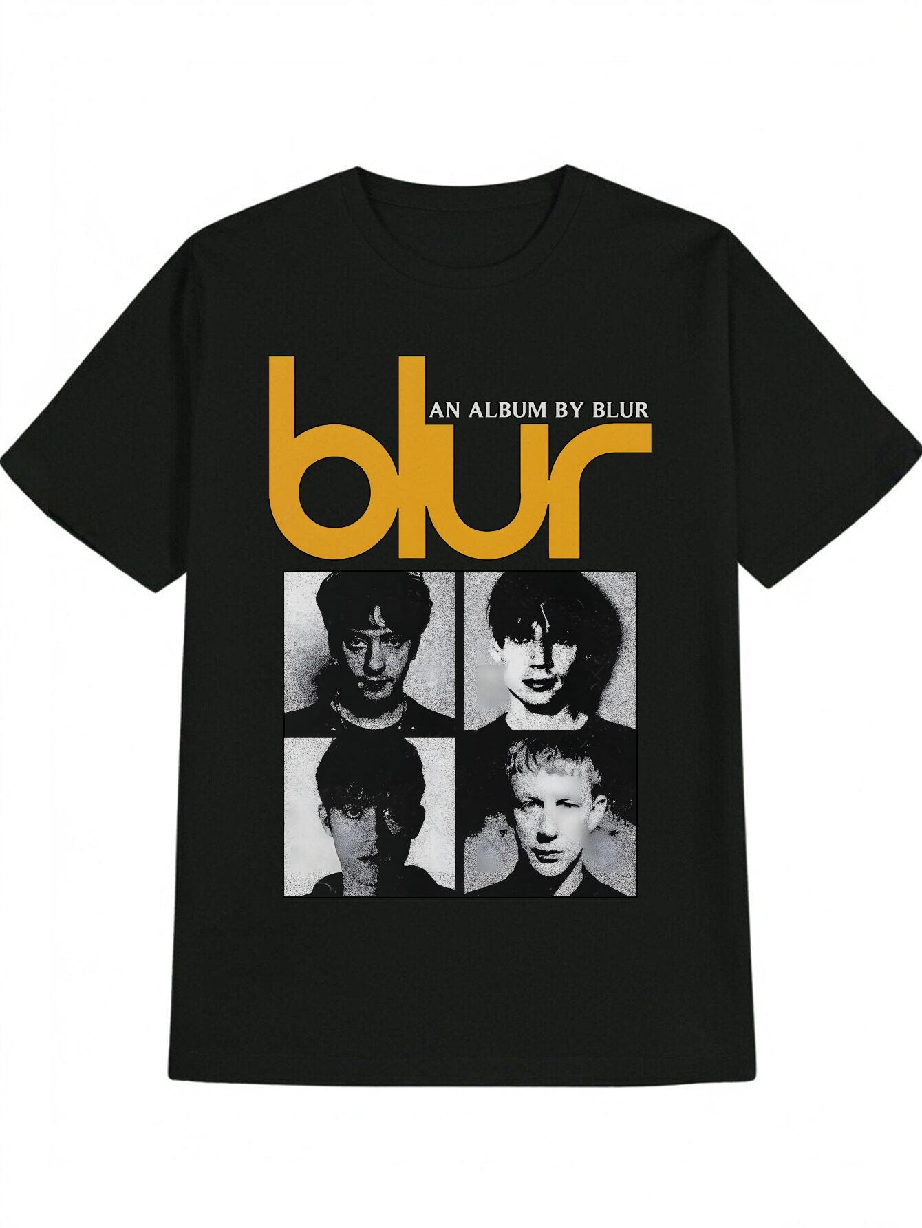 Blur Album Graphic Tee - Black Vintage Band T-shirt with Yellow Text S