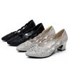  Woman Spring Summer Fashion Hollow Genuine Leather Pumps Women Shoes Heels Square Heel Mesh Ladies Office Shoes Crystal