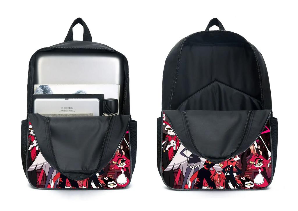 Hazbin Hotel Anime Ensemble de 3 pièces Sac à dos Étudiant Sac d'école à bandoulière Enfants Mignon Sac à dos de voyage Cadeau d'anniversaire pour enfants