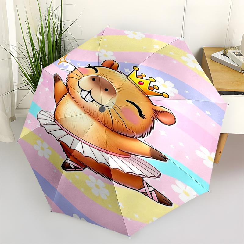 

Capybara Themed Travel Umbrella-8 Ribs Automatic Opening and Closing, Portable Folding Design, Compact and Stylish Umbrella Suitable for Out