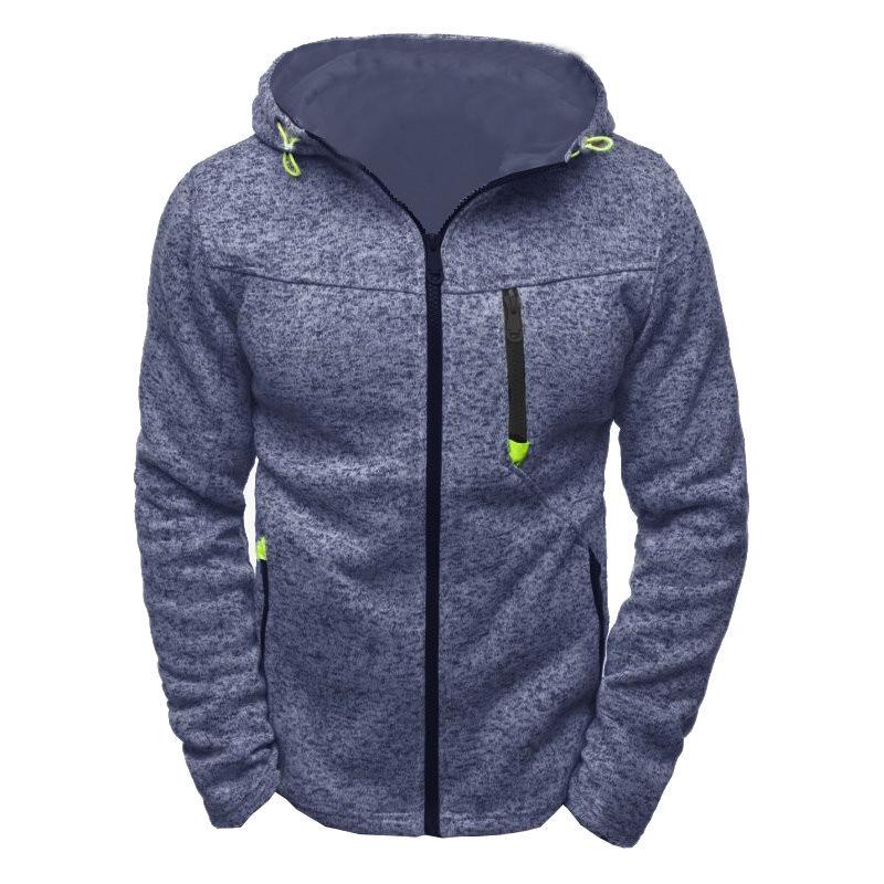 Men's Full Zip Hoodie Solid Color Zipper Hooded Daily Fitness Basic Thin Fleece Hoodies Sweatshirts