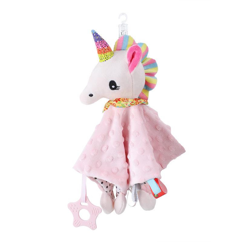 bbsky Cute Cartoon Animal Baby Soothing Towel with Plush Toy 