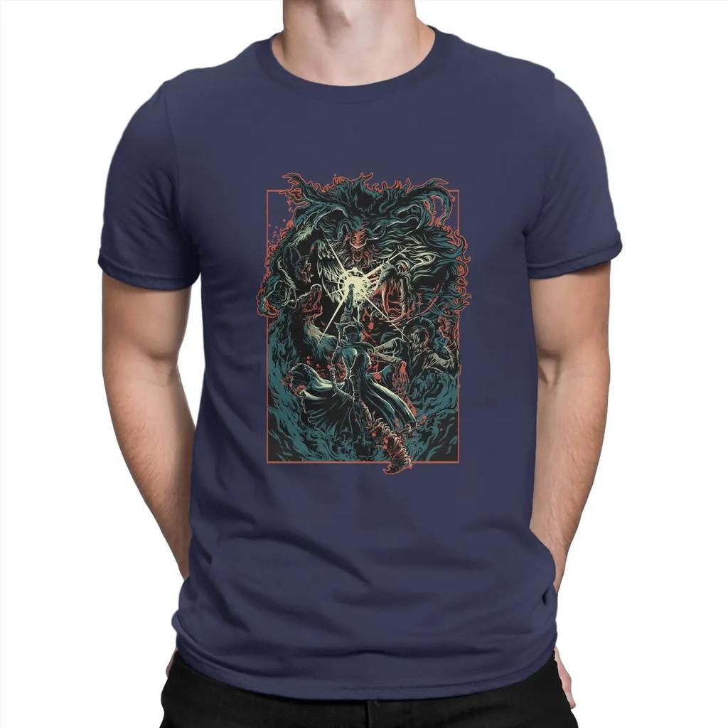 Bloody Monster Game Men T Shirts DARK SOULS Funny Tee Shirt Short Sleeve Round Neck T-Shirt Pure Cotton Summer Clothing