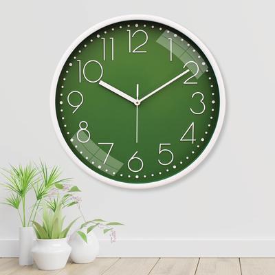 12-Zoll-Wanduhr aus Kunststoff und Glas – Pie (Stille Bewegung), Schwarz.