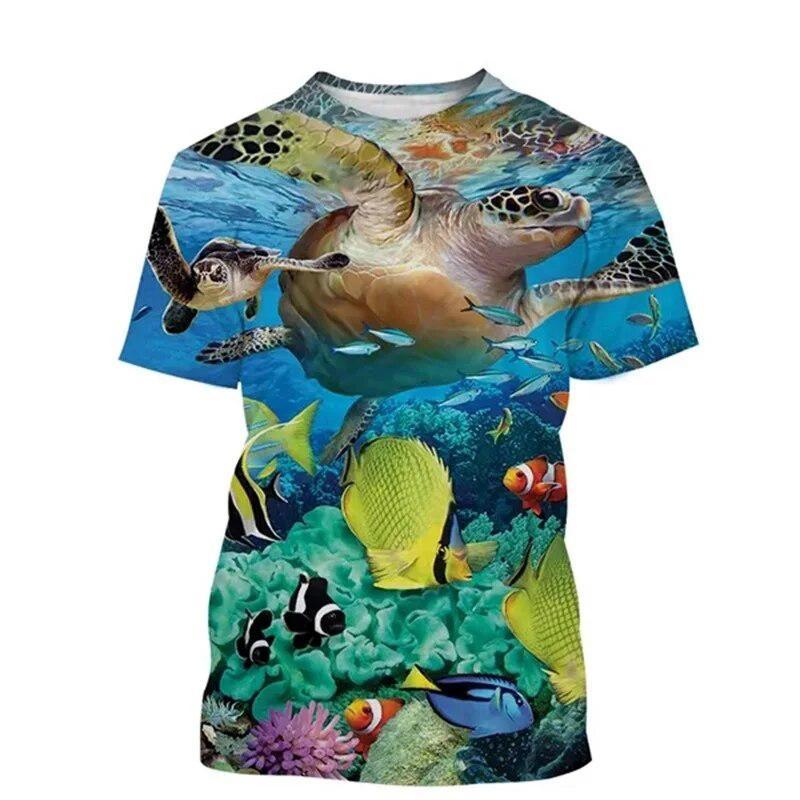 

Men s Clothing 3D Print Funny Sea Tortoise T Shirts Casual Harajuku Outdoor Trend Round Neck Tee S