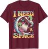 Alien Ich brauche Platz Retro Mond Sitzendes UFO Grafik T-Shirt Baumwolle Lässig Reise T-Shirt