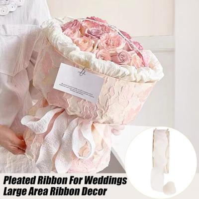 1 Roll 900x2.5CM Ruffle Edge Ribbon DIY Sewing Flower Bridal Bouquets Christmas Gift Box