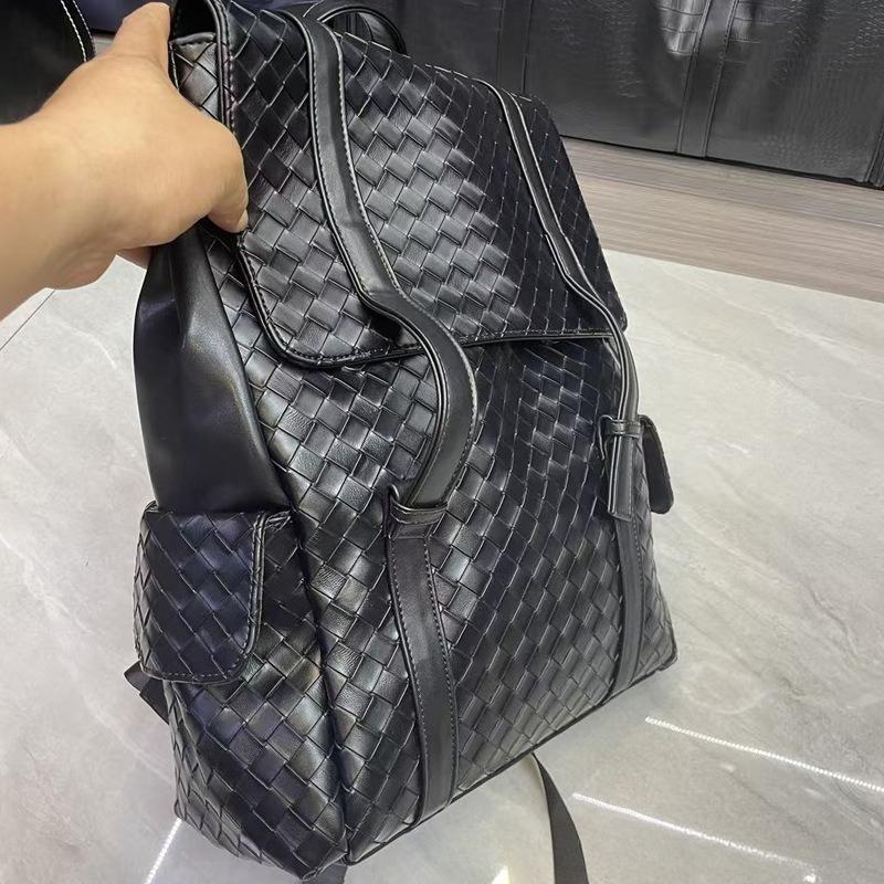 Genuine Leather Texture Backpack Woven Casual Fashion Backpack Large Capacity Business Men's and Women's Travel School Bag Computer Bag Trendy