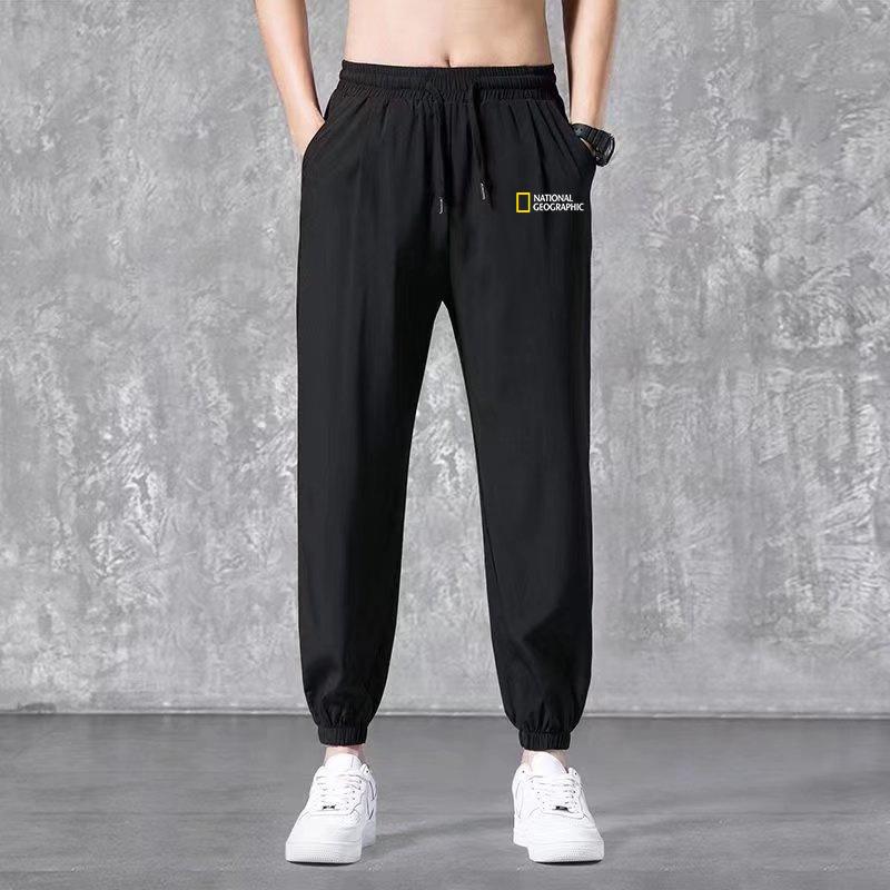 Straight ice silk pants boys nine-point trend drape casual trousers summer thin wide-leg trousers