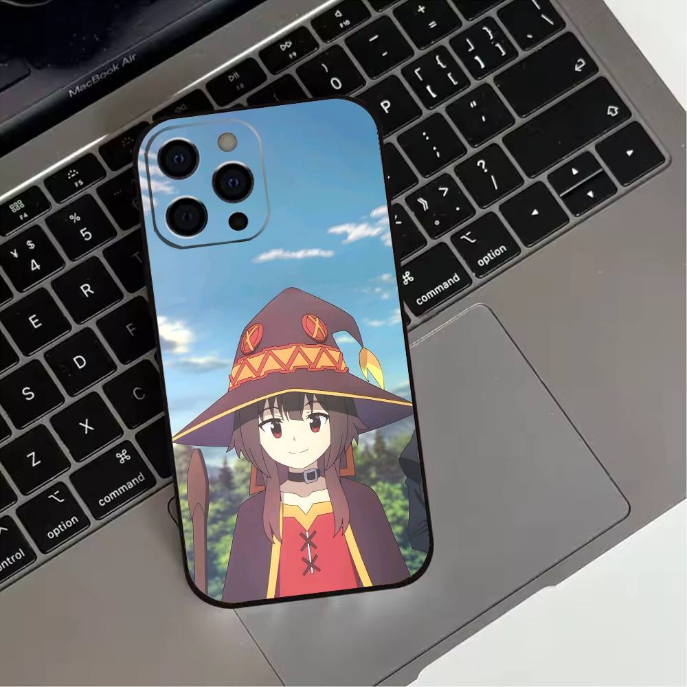 Megumin Anime K-KonoSubaS  Phone Case For iPhone 17,16,15,14,13,12,11 Plus,Pro Max,XS,Soft Silicone Black Cover