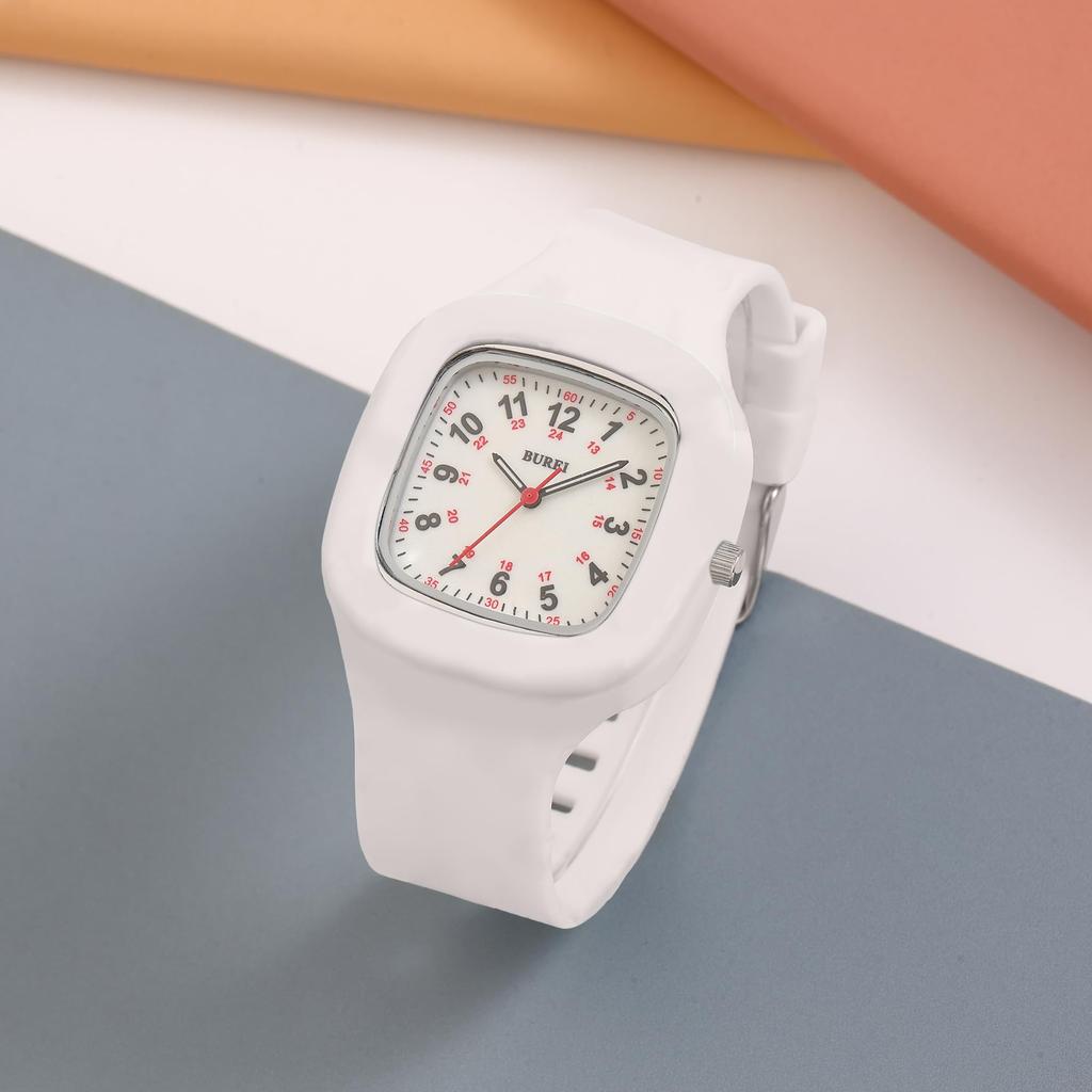 BUREI Analog Quartz Watch with Waterproof Luminous Display and Square Popular and Stylish Nurse Watch for and Medical A Great Gift for Nurses Women's