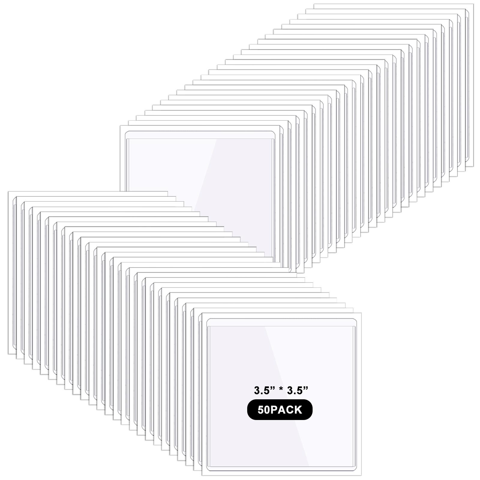 60 Pack Self Adhesive Display Pockets 3.5 X 3.5 Inch Square Label Pockets Peel And Stick Clear Adhesive Index Card Pockets