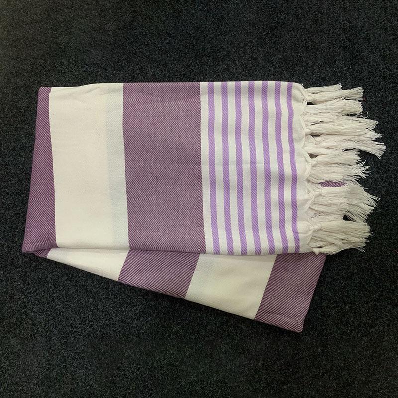 Turkish Stripe Polyester Cotton Tassel Bath and Beach Towel