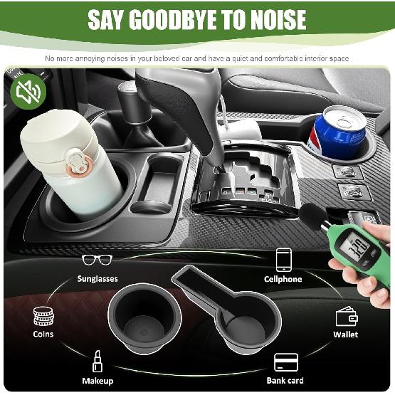 Upgrade Cup Holder Erts For 2014-2024 Toyota 4Runner Center Console Cupholder Coaster Liner Replaces Mat For 4 Runner Interior Accessories