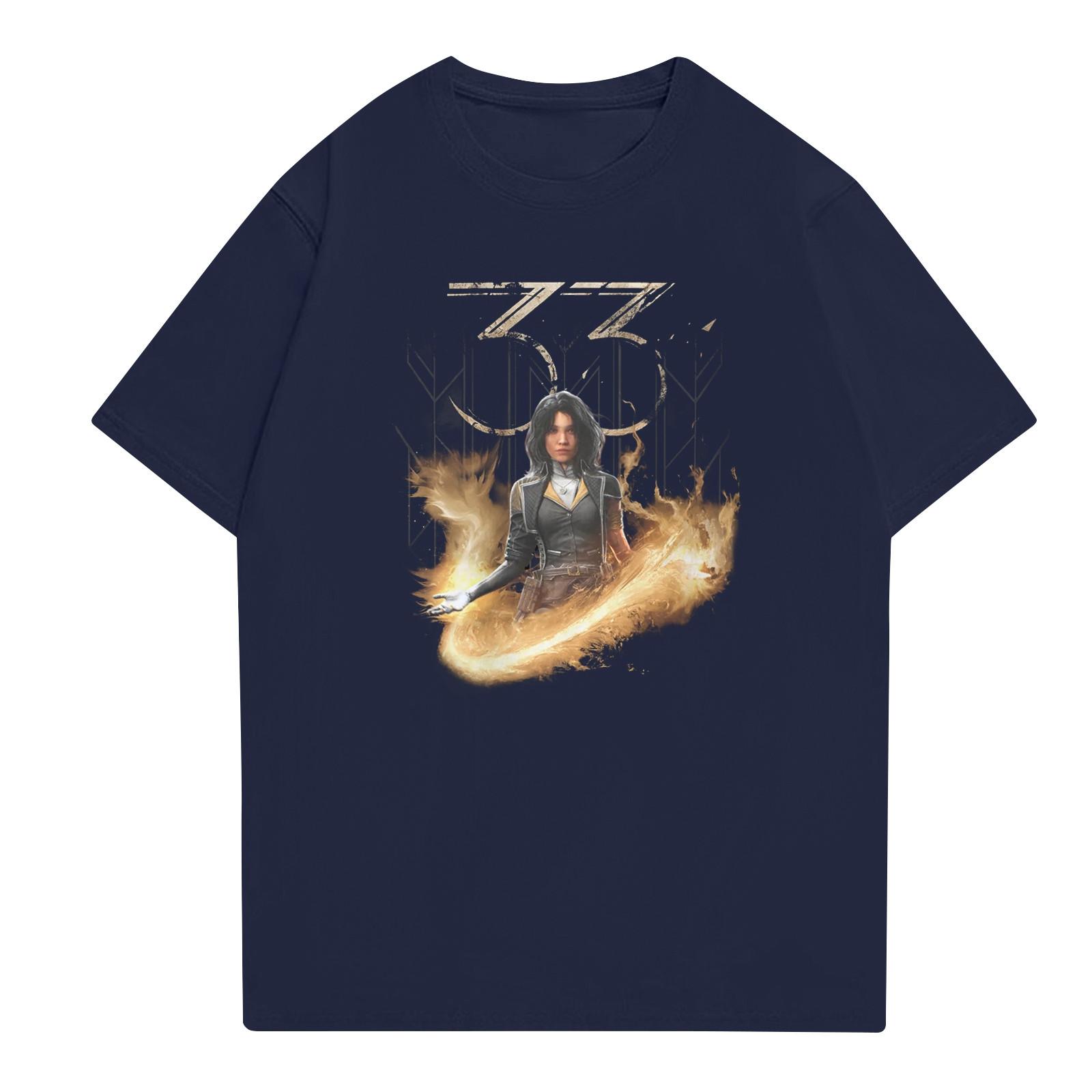 

Модний робочий одяг для дорослих з круглим вирізом і короткими рукавами, принтовані топи для літніх топів XL Темно-синій