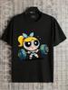 Men's T-shirt Men's Cotton T-shirt Superhero Girls 180g and Black Gym Print High