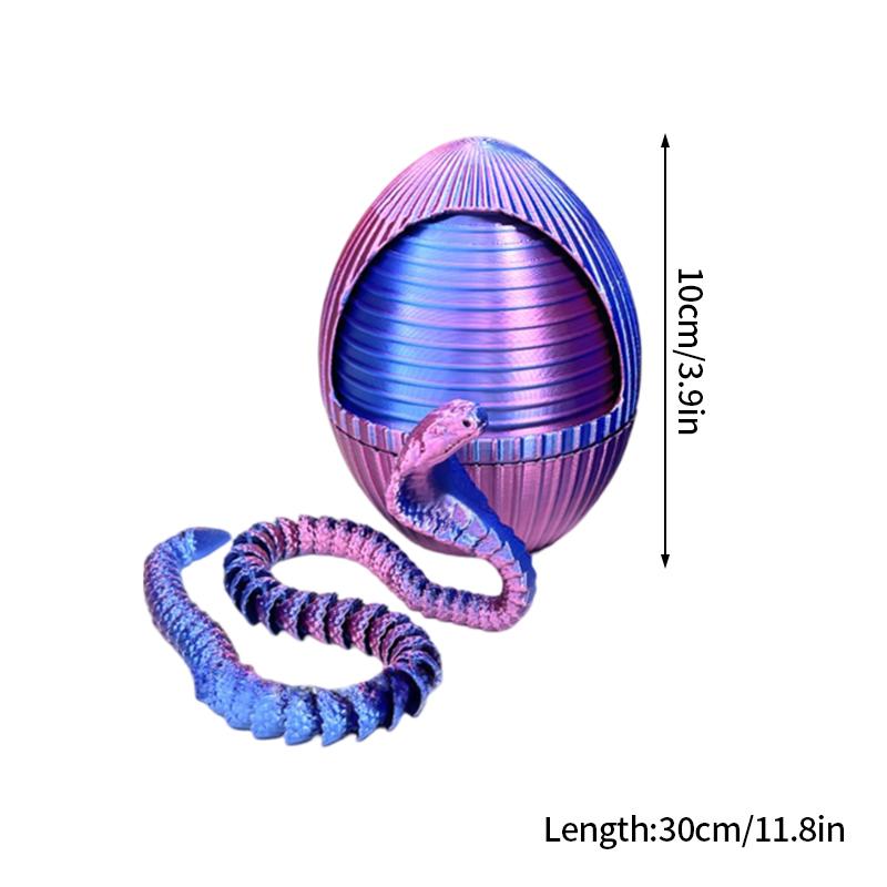 

3D-печатный набор яиц кобры, гибкая модель змеи, вращающееся, открывающееся, закрывающееся яйцо, фигурка, настольное украшение, детские игрушки, оригинальные подарки
