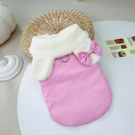 Yousheng Pet Coat Adorable Heart Pattern Dog Cat Winter Coat Warm Stylish Button Closure Pet Jacket for Cold Weather