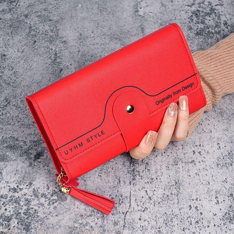 Ins Style Wallet Women's Long 30% Folding Student Clutch Bag High Color Value