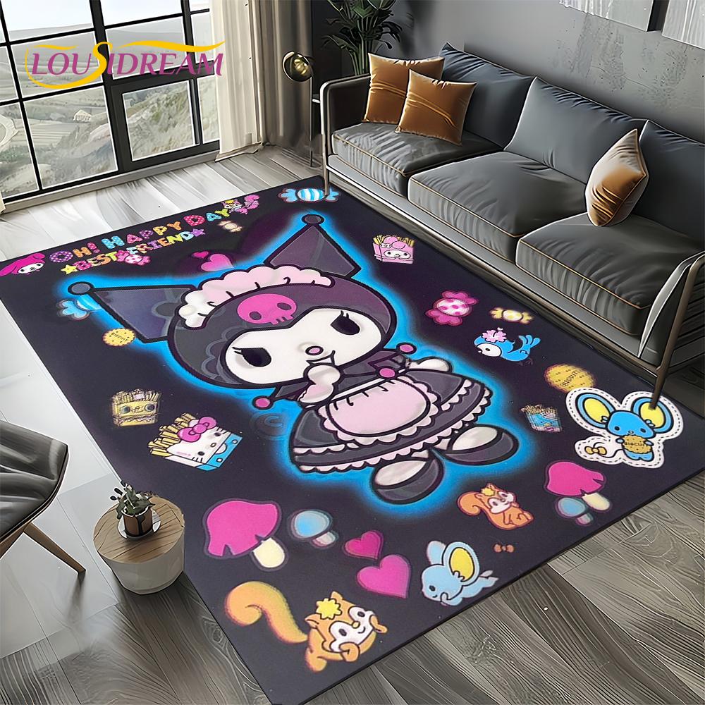 27 Style Cute Kuromi Cartoon Sanrio Carpet Rug for Bedroom Living Room Home Sofa Decoration,kids Large Decor Floor Mat Gift Girl