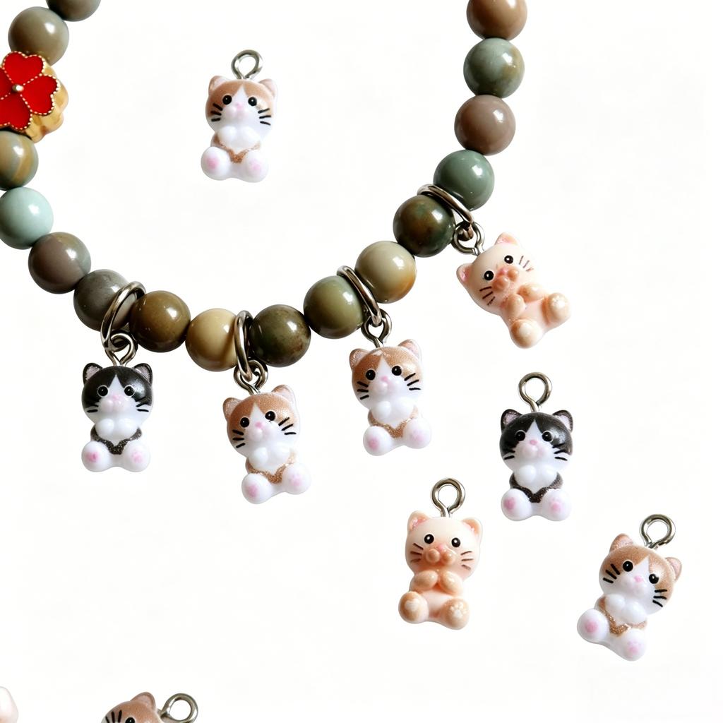20pcs Kawaii Cat Kitten Resin Pendants Lovely Mini Charms for DIY Craft Jewelry Making Gifts