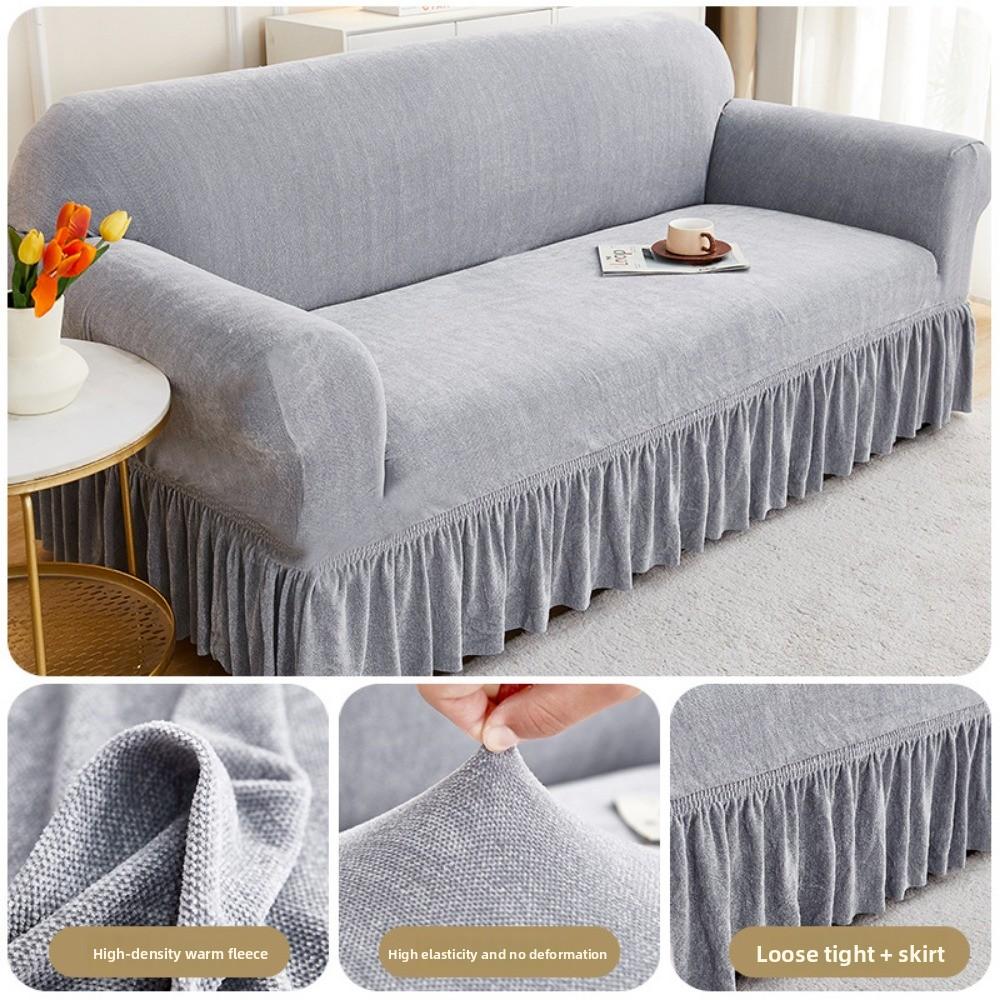 

Thick Chenille Sofa Cover Full Coverage Universal Slip Proof Dustproof Armrest Cover 3 Seater Single S 90-140CM