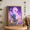 Disney Stitch Sleeping Oil Painting Art Painting Kit, Handmade Diy Art Painting Home Wall Decoration, Dreamy Starry Night Canvas Decor