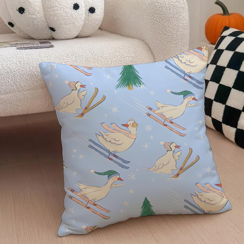 Cute goose Cushion Cover Throw Pillow Cover Hidden Button Durable Polyester Chair Cushion