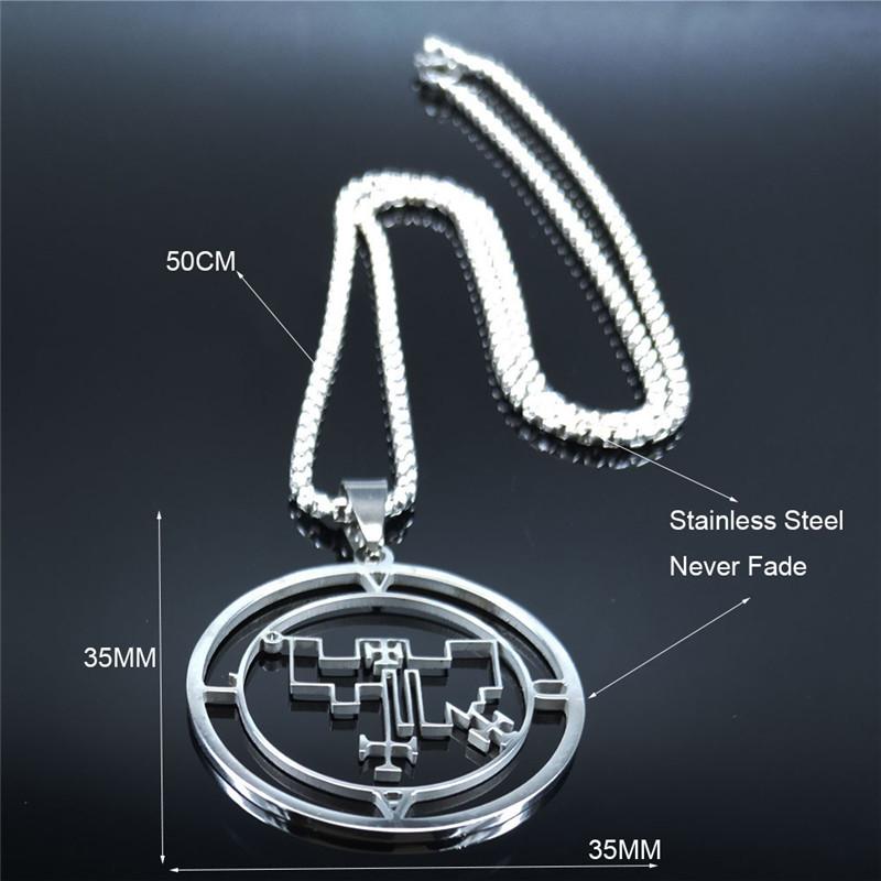 Demon Seal Stainless Steel Necklace Chain Silver Color Satan VUAL Necklaces Pendants Women/Men Jewelry gargantilha N7017S03